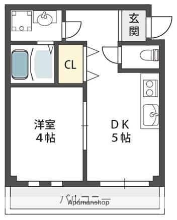 KSレジデンス上新庄(1DK/2階)の間取り写真