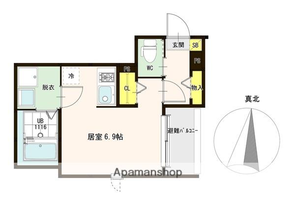 ハーモニーテラス三津屋南(ワンルーム/2階)の間取り写真