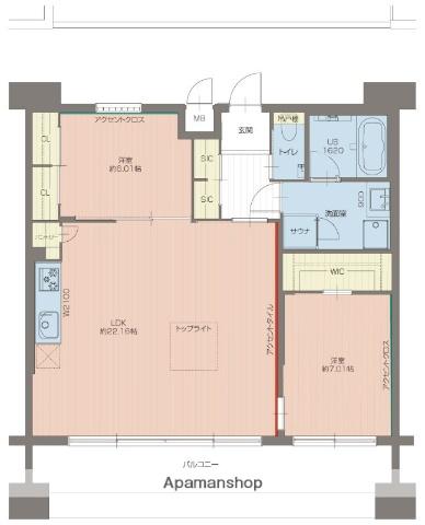 プレジオ東三国(2LDK/7階)の間取り写真