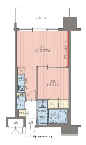 プレジオ三国EURO(1LDK/4階)の間取り写真