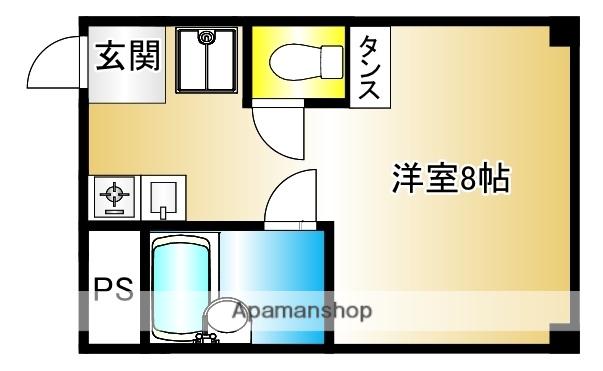 ハイツ小松(ワンルーム/4階)の間取り写真