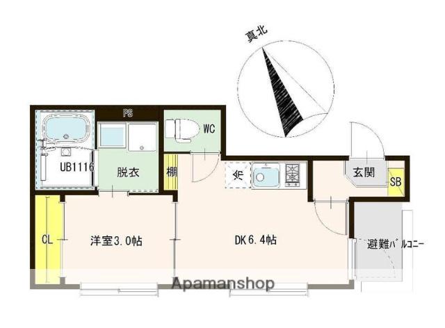 シャトーT2(1DK/2階)の間取り写真