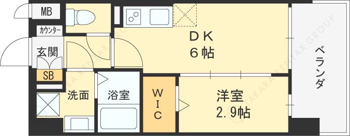 プレサンス東淀川駅前プローシェ(1DK/11階)の間取り写真