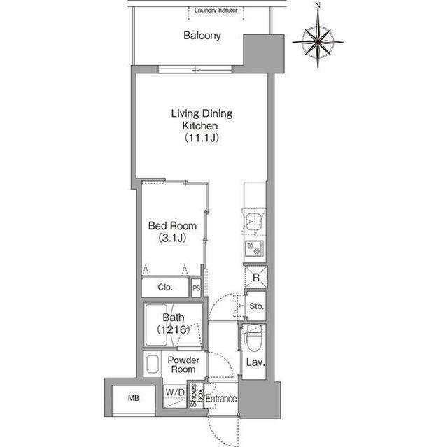 コンフォリア・リヴ東三国駅前ソルテラス(1LDK/9階)の間取り写真
