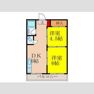 丸忠ビル(2DK/2階)の間取り写真