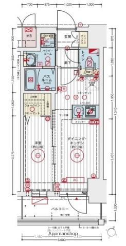 エステムコート新大阪ⅩⅦベイス(1DK/15階)の間取り写真