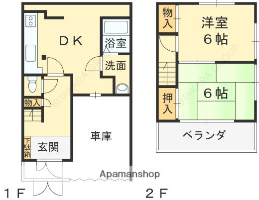 大阪メトロ長堀鶴見緑地 門真南駅 徒歩9分 2階建 築51年(2DK)の間取り写真