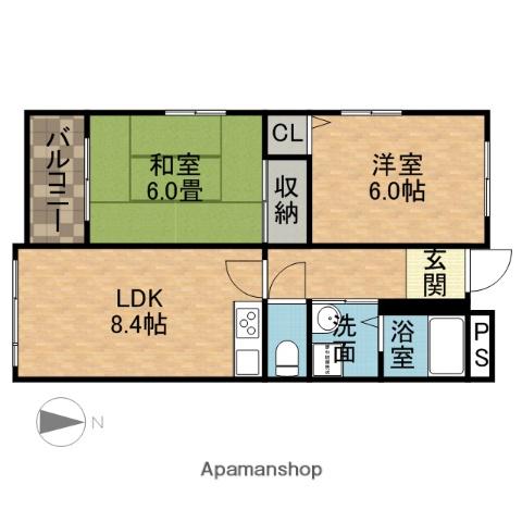 レジデンス南茨木1号館(2LDK/3階)の間取り写真