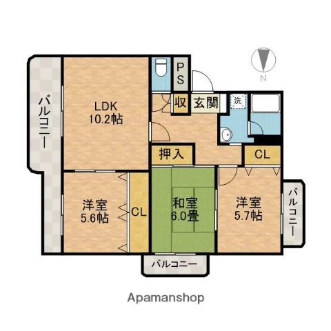ハイツシャルマン(3LDK/3階)の間取り写真
