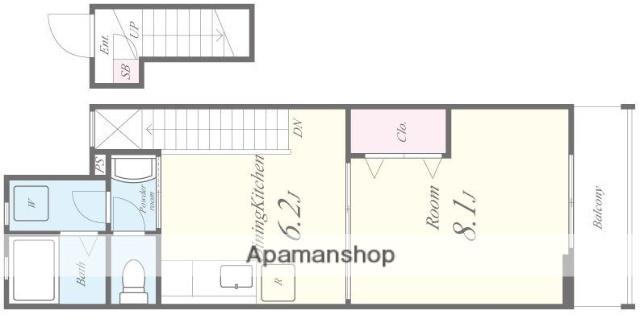 グランデ花水木(1DK/2階)の間取り写真