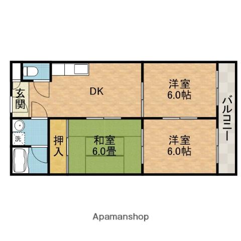 ハイツ山田(3DK/2階)の間取り写真