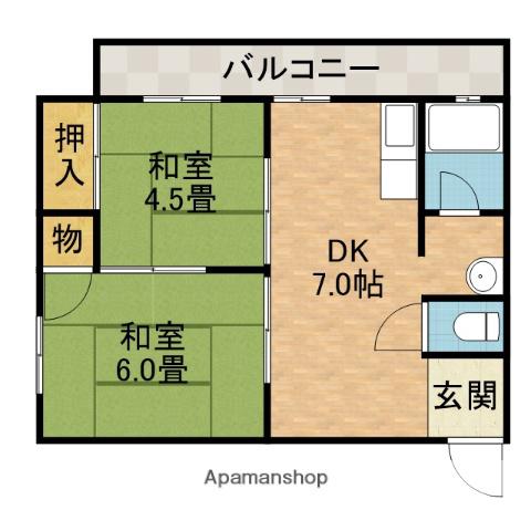 大原マンション(2DK/2階)の間取り写真