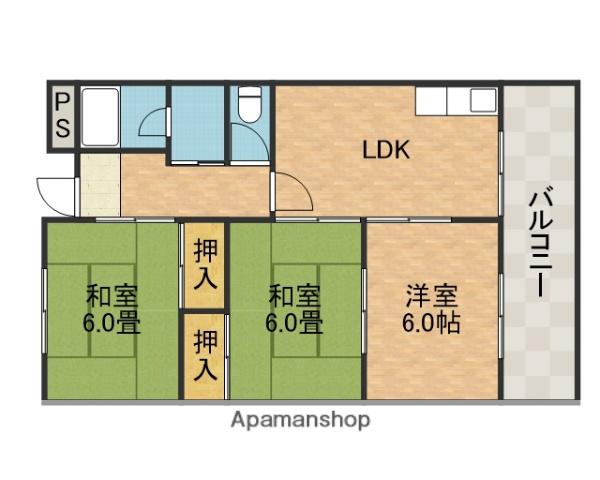 ハイツサニーサイド(3LDK/3階)の間取り写真