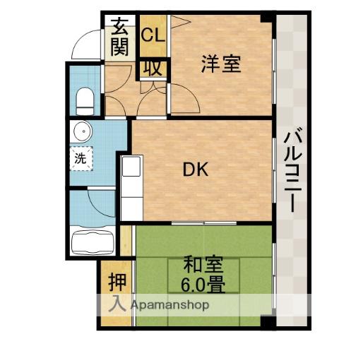 ハイツションブリアン(2DK/4階)の間取り写真