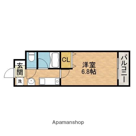 ソレイユ東奈良(1K/3階)の間取り写真