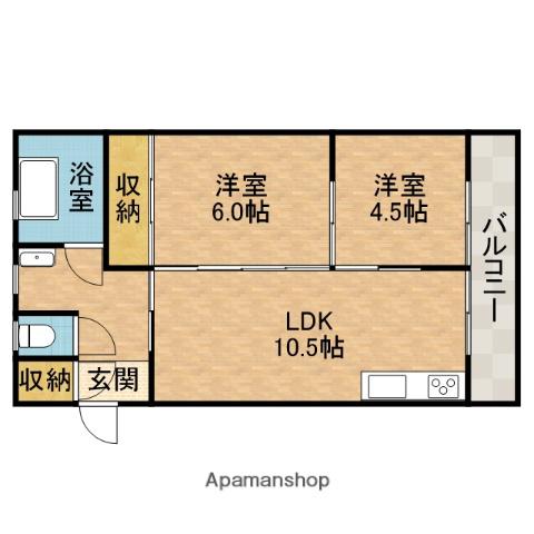 桜ケ丘コーポ(2LDK/3階)の間取り写真