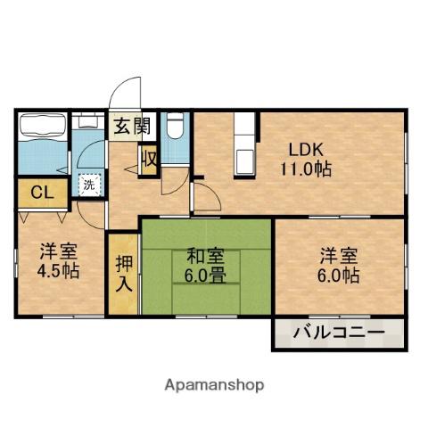 丘ハイツ(3LDK/2階)の間取り写真