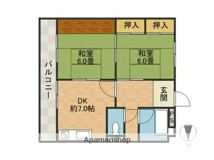 富士マンション(2DK/1階)の間取り写真