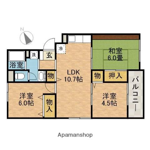 アリュールKOKUBO(3LDK/2階)の間取り写真