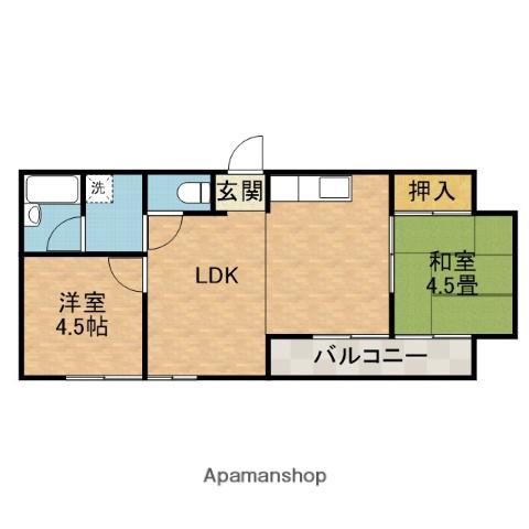 千里丘アベニューアネックス(2LDK/2階)の間取り写真