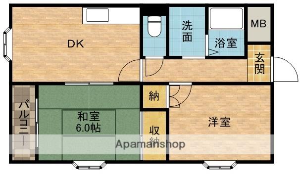 ヴィラ梓(2DK/2階)の間取り写真