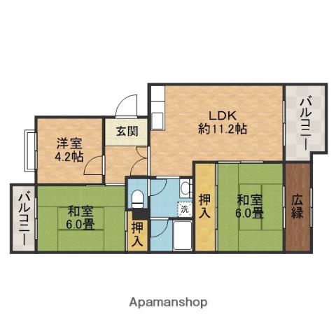 レジデンス吉川(3LDK/4階)の間取り写真
