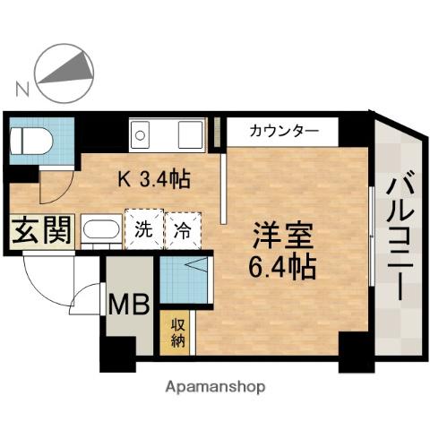 マインズ・コム南茨木(ワンルーム/5階)の間取り写真