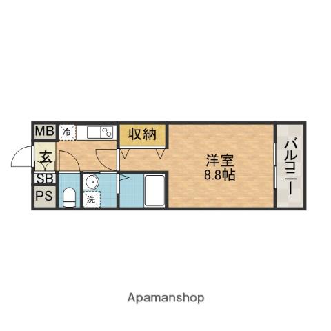 彩都シオン(1K/4階)の間取り写真