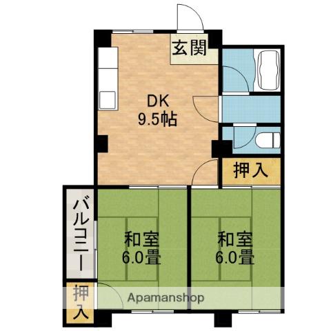 第2清涼マンション(2DK/3階)の間取り写真