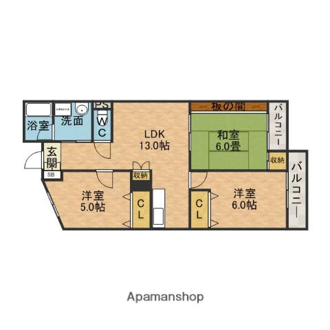 ベルカーサ(3LDK/2階)の間取り写真