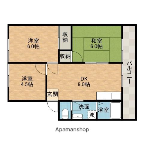 青葉丘ハイツ(3LDK/1階)の間取り写真
