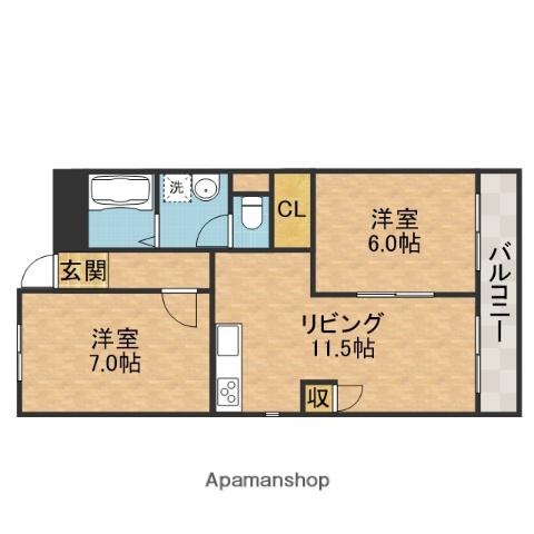 マンション紫明園(2LDK/3階)の間取り写真