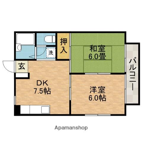 ハイツ天野(2DK/2階)の間取り写真