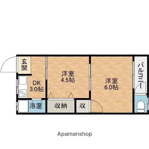 川西ハイツ(2K/2階)の間取り写真