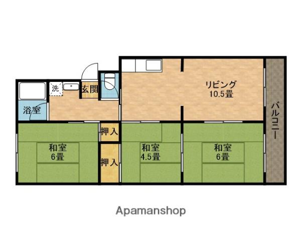 浪速コーポ(3LDK/4階)の間取り写真