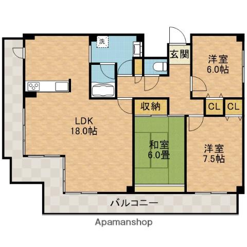 ロイヤル南茨木(3LDK/6階)の間取り写真