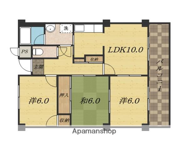 グランドハイツ小柳(3LDK/4階)の間取り写真