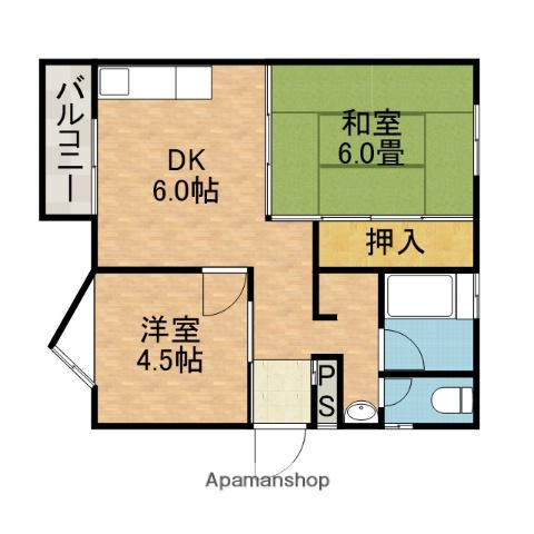 いかはなハイツB棟(2DK/4階)の間取り写真