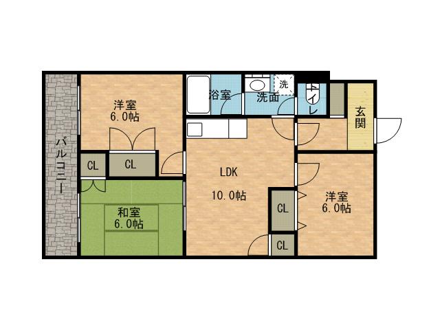 ゼンコウコーポラス6号館(3LDK/3階)の間取り写真