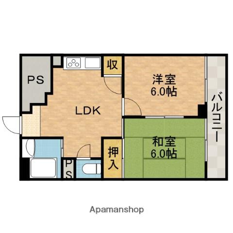 メゾン茨木(2DK/3階)の間取り写真