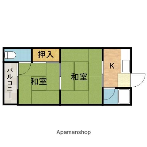 グリーンハイツ(2K/2階)の間取り写真