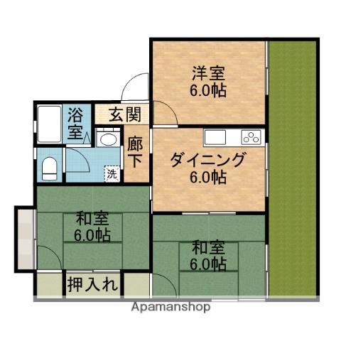 タウニー北春日丘(3DK/1階)の間取り写真