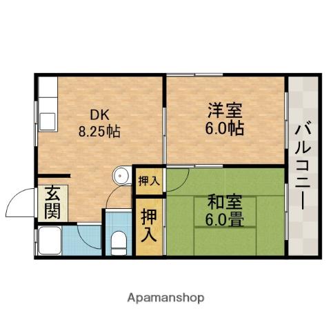 ハイツつるの(2DK/2階)の間取り写真