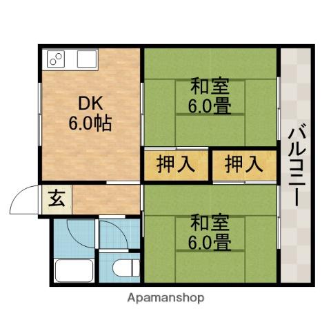 白井マンション(2DK/2階)の間取り写真