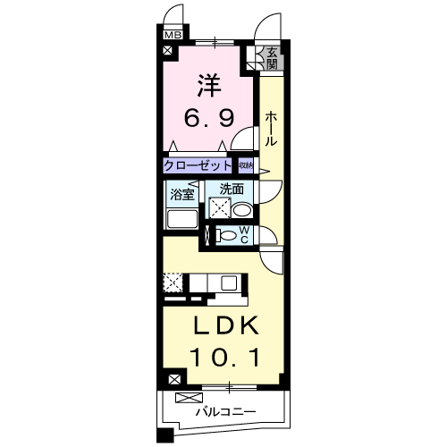 アルコバレーノ(1LDK/1階)の間取り写真