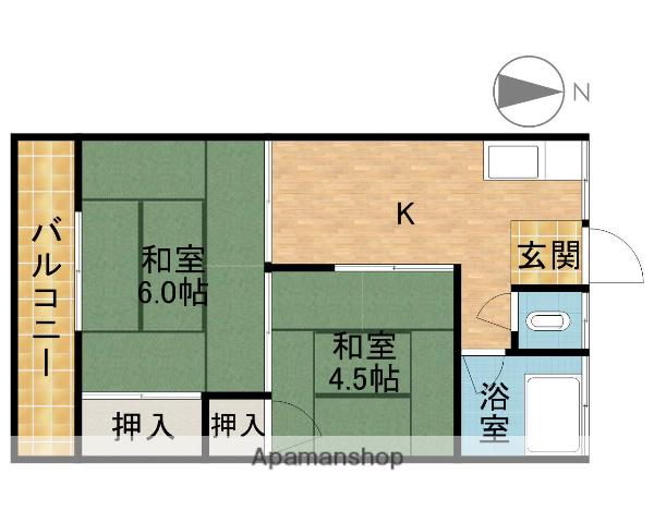 第1吉田文化(2K/2階)の間取り写真