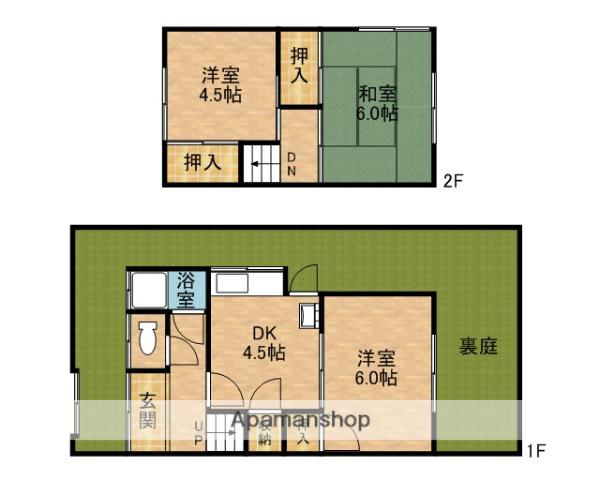 東海道本線 茨木駅 バス乗車時間：10分 郡バス停で下車 徒歩10分 2階建 築48年(3DK)の間取り写真