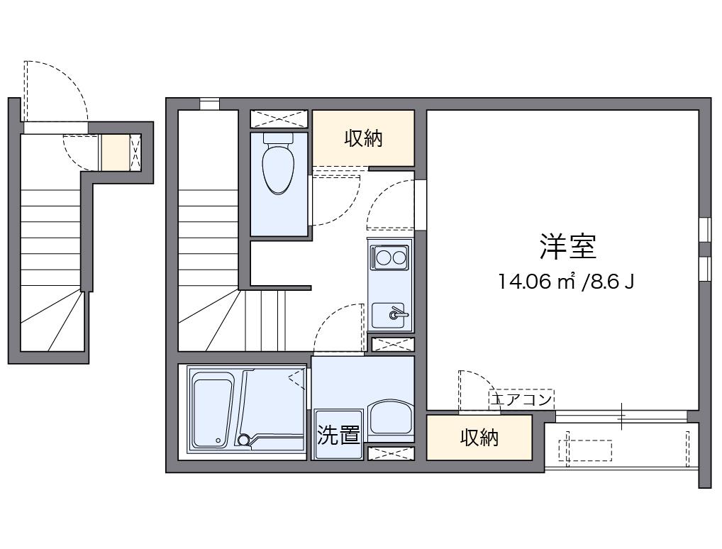 クレイノ咲(1K/2階)の間取り写真