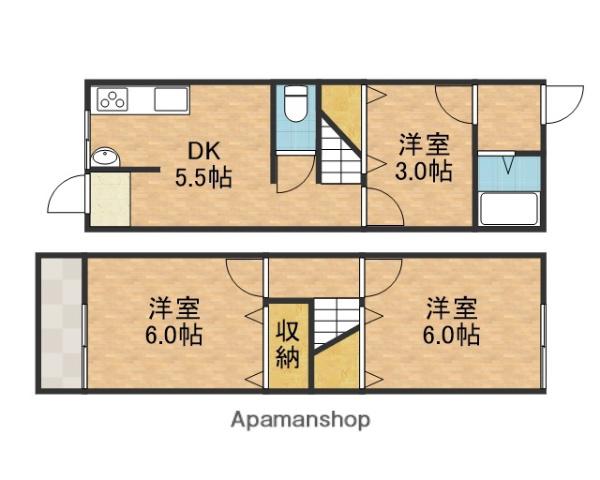 香露園テラスハウス(3DK)の間取り写真