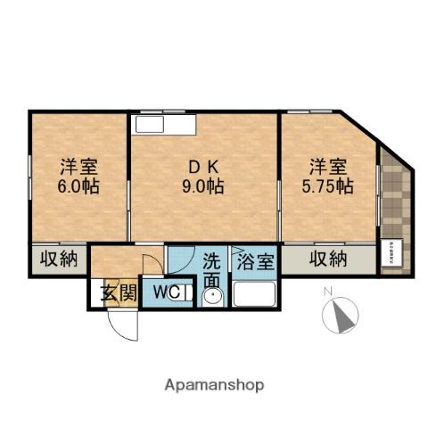 フレンドコーポさわらぎ(2DK/2階)の間取り写真